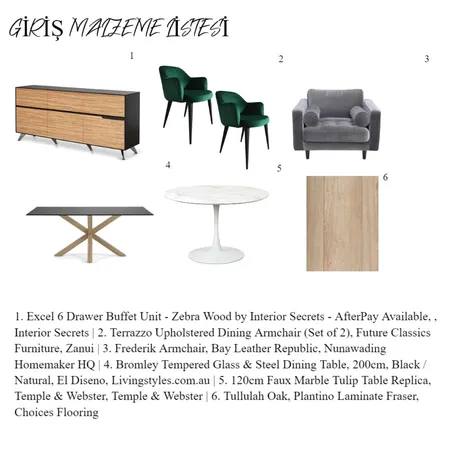 GİRİŞ MALZEME Interior Design Mood Board by EDA on Style Sourcebook