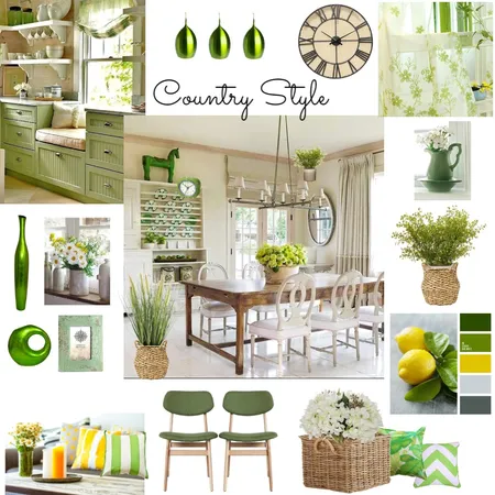 Country style with green cabinette switched flower Interior Design Mood Board by Giang Nguyen on Style Sourcebook