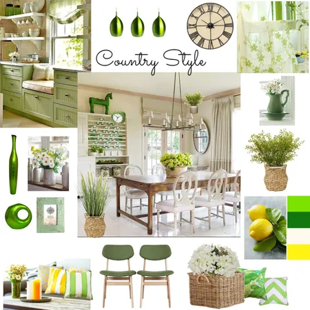 Country style with green cabinette switched flower and color palette Interior Design Mood Board by Giang Nguyen on Style Sourcebook