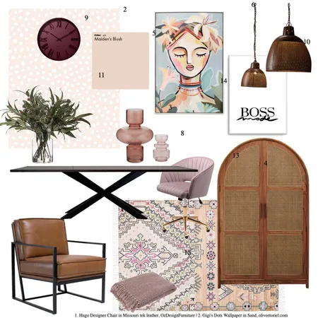 Home Office - Peach & Pink Interior Design Mood Board by Lisa Firth on Style Sourcebook