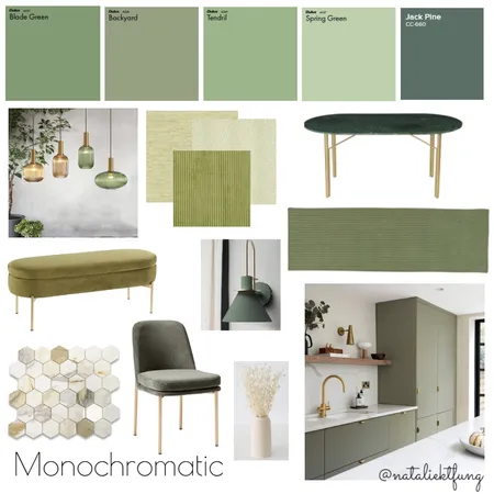 Monochromatic Green Pinterest Interior Design Mood Board by kt! on Style Sourcebook