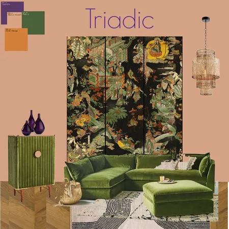 triadic scheme living room Interior Design Mood Board by raniasuccar on Style Sourcebook