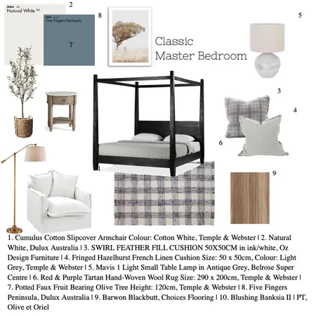 Classic Master Bedroom Interior Design Mood Board by TCH Interiors on Style Sourcebook