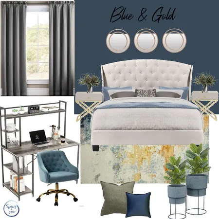 Blue and Gold Bedroom Interior Design Mood Board by Spaces&You on Style Sourcebook