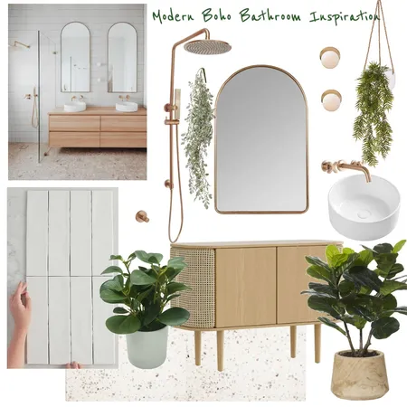 Modern Boho Bathroom Inspo Interior Design Mood Board by carolynstevenhaagen on Style Sourcebook