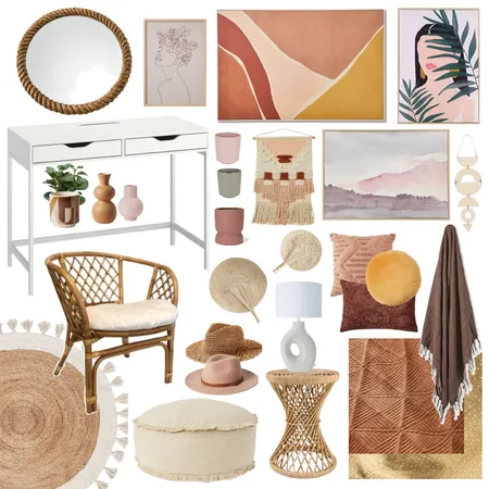 3m boho bedroom Interior Design Mood Board by Thediydecorator on Style Sourcebook