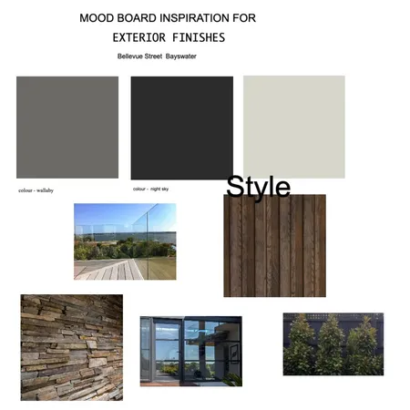 exterior colours for Meredith residencf Interior Design Mood Board by NOIR DESIGNS PERTH on Style Sourcebook