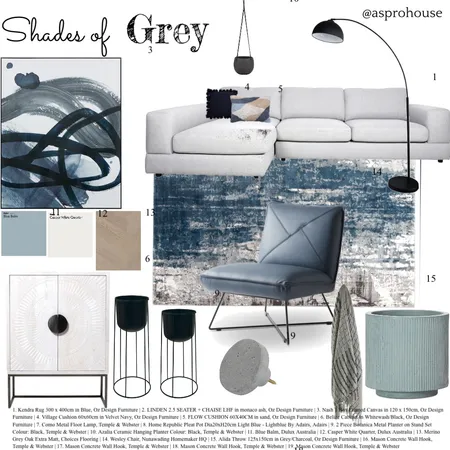Shades of Grey Interior Design Mood Board by Asprohouse on Style Sourcebook