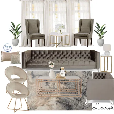Lavish and Elegant living Room Interior Design Mood Board by Spaces&You on Style Sourcebook