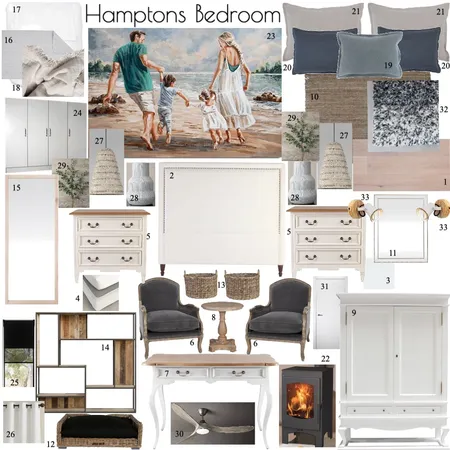 Hamptons Bedroom Interior Design Mood Board by Anel du Plessis on Style Sourcebook