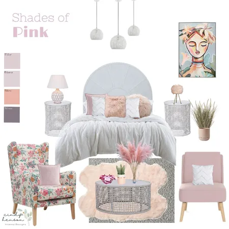 Shades of Pink Bedroom Interior Design Mood Board by Cindy Henson Interior Designs on Style Sourcebook