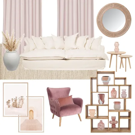 living room pink and peach Interior Design Mood Board by thepalmeffect on Style Sourcebook