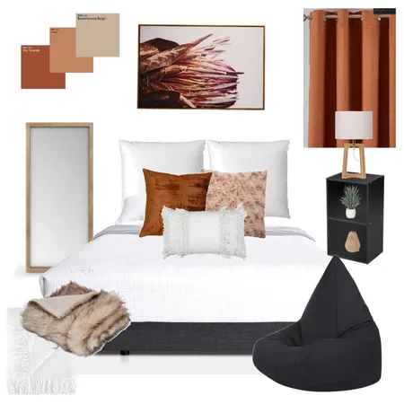 Burnt Orange Guest Bedroom Interior Design Mood Board by AV Design on Style Sourcebook