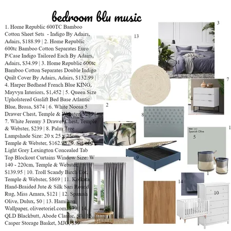 bedroom blu music Interior Design Mood Board by svetlana karpova on Style Sourcebook