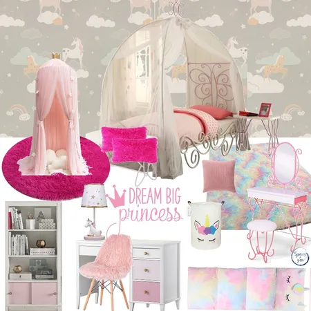 Baby Girl's  Unicorn bedroom Interior Design Mood Board by Spaces&You on Style Sourcebook