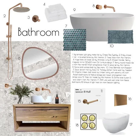 Cool modern coastal Bathroom Interior Design Mood Board by Olive House Designs on Style Sourcebook