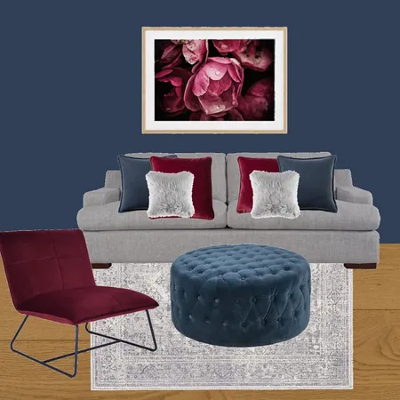 Navy & burgundy Living Space Interior Design Mood Board by MiriamSawan on Style Sourcebook