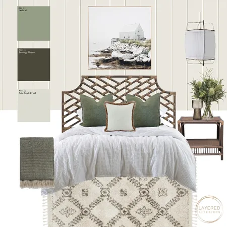 Farmhouse Sage Bedroom Interior Design Mood Board by Layered Interiors on Style Sourcebook