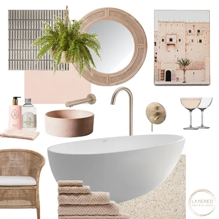 Peach And Pink Bathroom Interior Design Mood Board by Layered Interiors on Style Sourcebook