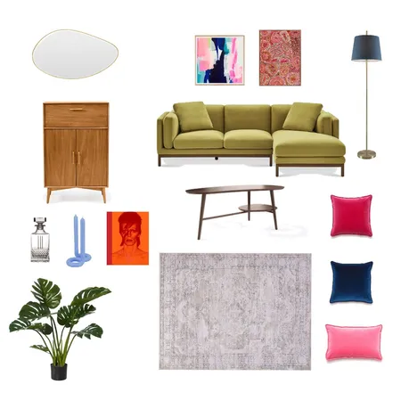 Olive with blue and pink tones living room Interior Design Mood Board by EdelHealy on Style Sourcebook