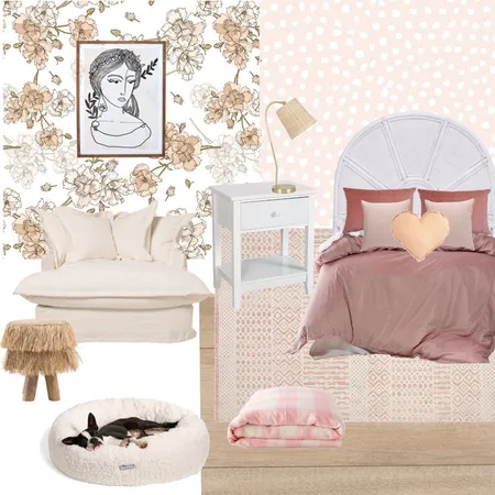 Shades of pink  and peach teen bedroom Interior Design Mood Board by salt.sage.stone on Style Sourcebook