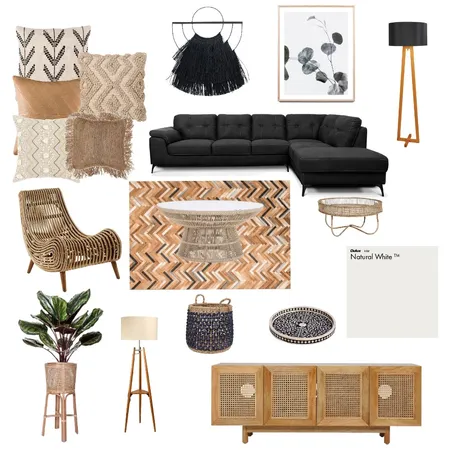 Natural Textures for a Boho Lounge Room Interior Design Mood Board by Lisa Olfen on Style Sourcebook