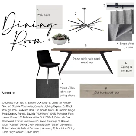 Portfolio- Dining Rm Interior Design Mood Board by KJ on Style Sourcebook