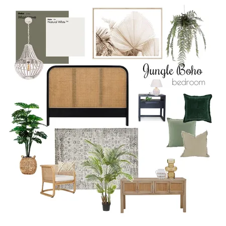 Jungle Boho Bedroom Interior Design Mood Board by Scandilane- on Style Sourcebook