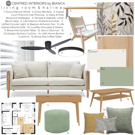 Ridgewood Drive Project - LIVING ROOM & HALLWAY Interior Design Mood Board by Centred Interiors on Style Sourcebook