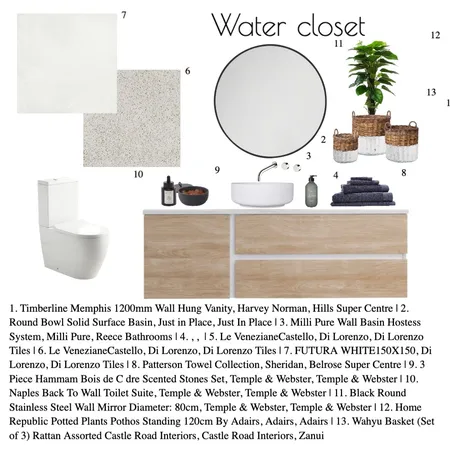 Watercloset Interior Design Mood Board by Moo & Myrtle on Style Sourcebook