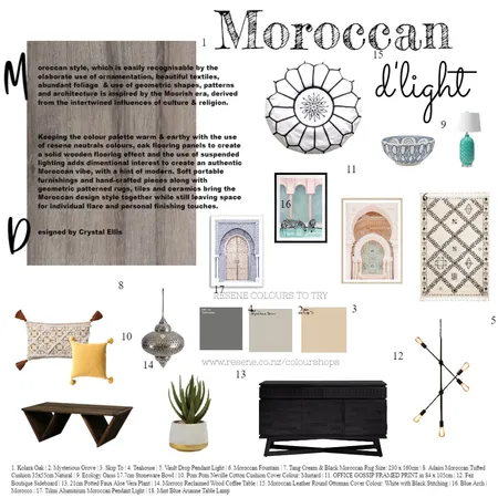 Moroccan d'light mood-board Interior Design Mood Board by Crystalee on Style Sourcebook
