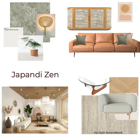 Warm Japandi Lounge Room Interior Design Mood Board by GableandNor on Style Sourcebook