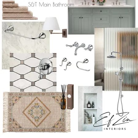 S & T Main Bathroom Interior Design Mood Board by EF ZIN Interiors on Style Sourcebook