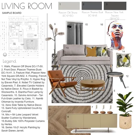 Living Room Sample Board Interior Design Mood Board by Michellie on Style Sourcebook