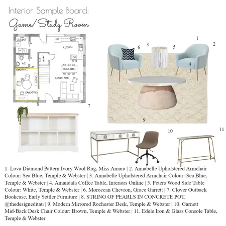 Game Room/Study Interior Design Mood Board by Keisha Brown on Style Sourcebook