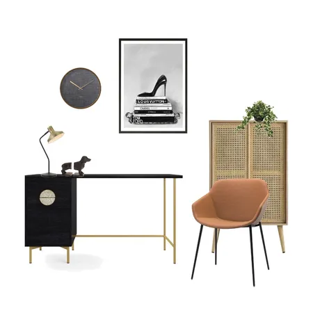 Black & Gold Study Space Interior Design Mood Board by NicoleSequeira on Style Sourcebook