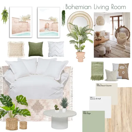 Bohemian Living Room Interior Design Mood Board by sophietrower on Style Sourcebook