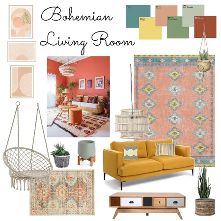 Bohemian Living Room Interior Design Mood Board by kasskriarakis on Style Sourcebook