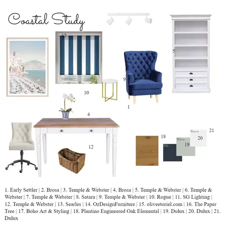 Coastal Study Interior Design Mood Board by Mvdkroft on Style Sourcebook