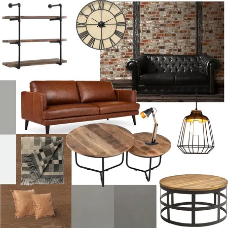 Industrial Living Room Interior Design Mood Board by Vanessa.H on Style Sourcebook