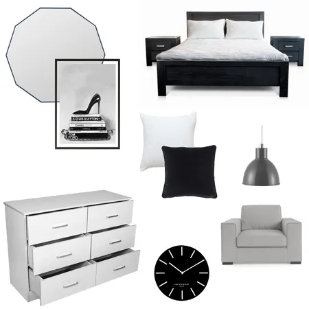Black + White Bedroom Interior Design Mood Board by Hazel :) on Style Sourcebook