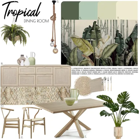 Tropical Dining Room Interior Design Mood Board by Fridanagyjuhasz on Style Sourcebook