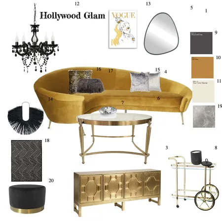 Hollywood Glam Living Interior Design Mood Board by mala on Style Sourcebook
