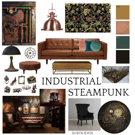 industrial steampunk Interior Design Mood Board by RobynLewisCourse on Style Sourcebook