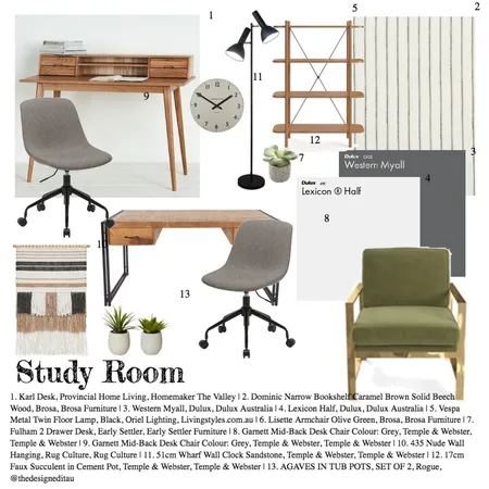 Module 9 - Study Room Interior Design Mood Board by Gabby Francisco on Style Sourcebook
