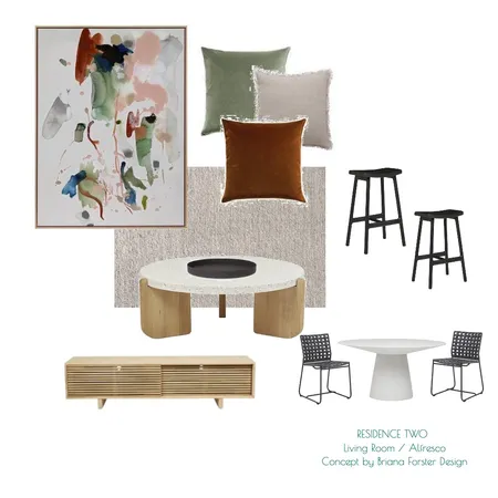 Oakmont Airbnb R2 Living Room Alfresco Interior Design Mood Board by Briana Forster Design on Style Sourcebook