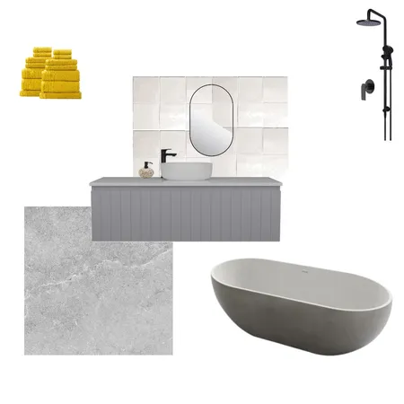 Yellow and grey bathroom Interior Design Mood Board by Emily_Interiors on Style Sourcebook
