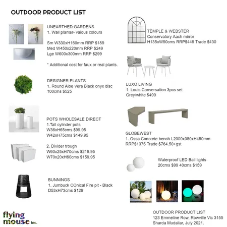 Sharda: Outdoor Products Interior Design Mood Board by Flyingmouse inc on Style Sourcebook