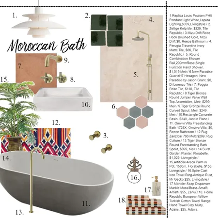 Moroccan Bath Interior Design Mood Board by Tetiana on Style Sourcebook
