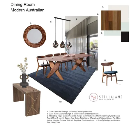 Modern Australian Dining Room Interior Design Mood Board by StellaJane Interiors on Style Sourcebook